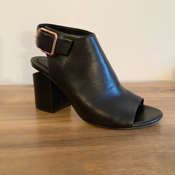 Alexander Wang Black Leather Peep Toe Sandal Bootie - Picture 8 of 9
